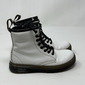 Dr Martens Zavala J Combat Boots Kids Girls Size 13 White Side Zipper Docs Doc